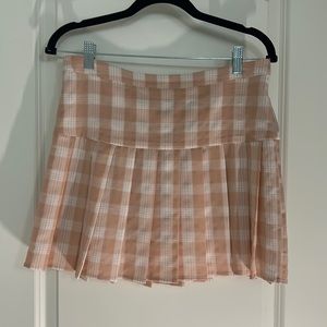 Peach/pink plaid skirt zip side size large